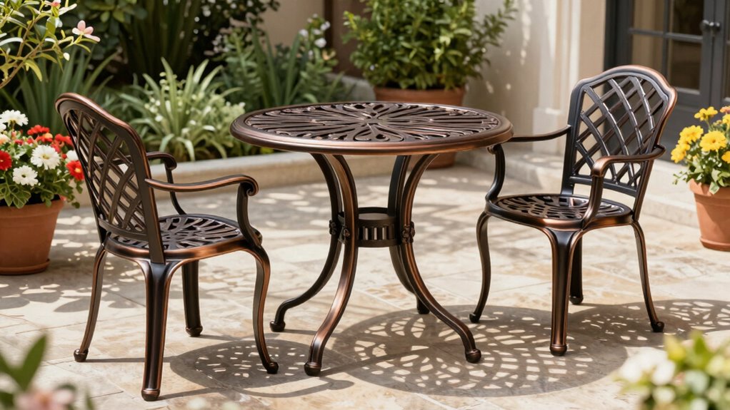 top cast aluminum bistro sets