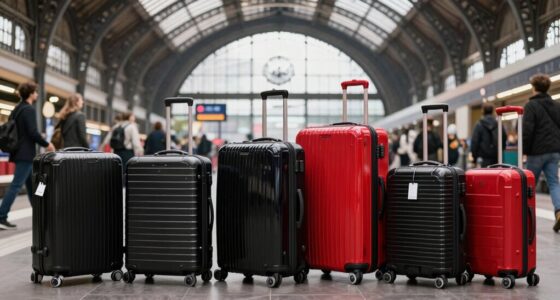 top european train station suitcases