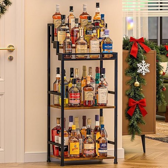 Trapezoidal Liquor Cabinet with Wine Rack and Storage