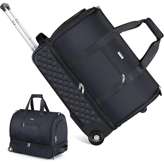Rolling Garment Bag with Wheels and Shoes Compartment