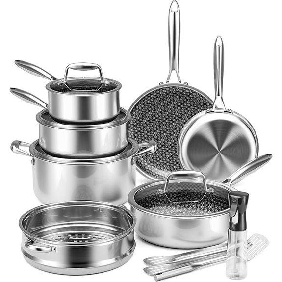 VONIKI Tri-Ply Stainless Steel Cookware Set