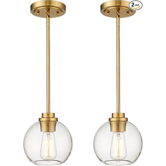 Brass Pendant Light 2-Pack with Glass Globes