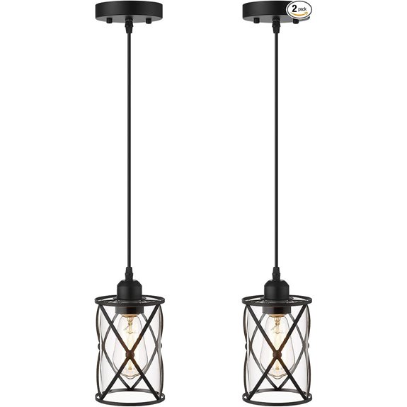 Glass Pendant Lights 2 Pack for Kitchen and Dining
