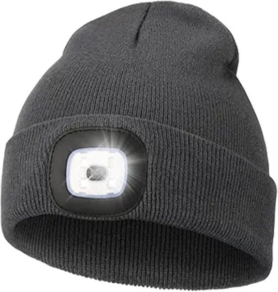 MELASA Unisex LED Light Beanie Hat with Rechargeable Light