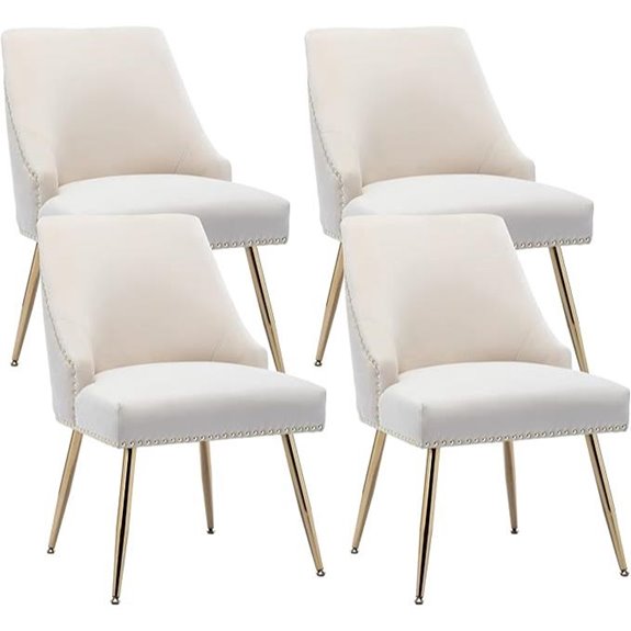 KCC Velvet Dining Chairs Set of 4 with Gold Legs