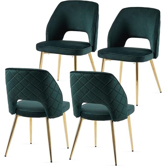 Nordicana Set of 4 Velvet Dining Chairs with Gold Legs