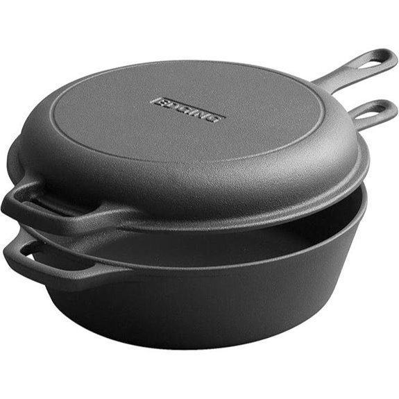 2-in-1 Cast Iron Dutch Oven and Skillet Set