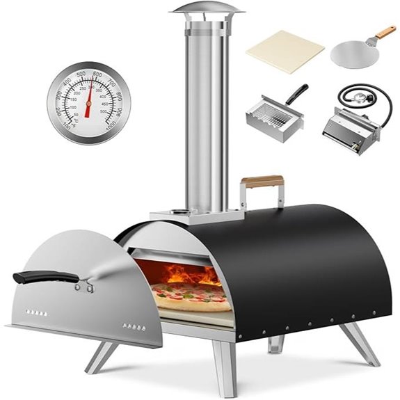 Multi-Fuel Portable Outdoor Pizza Oven with Thermometer
