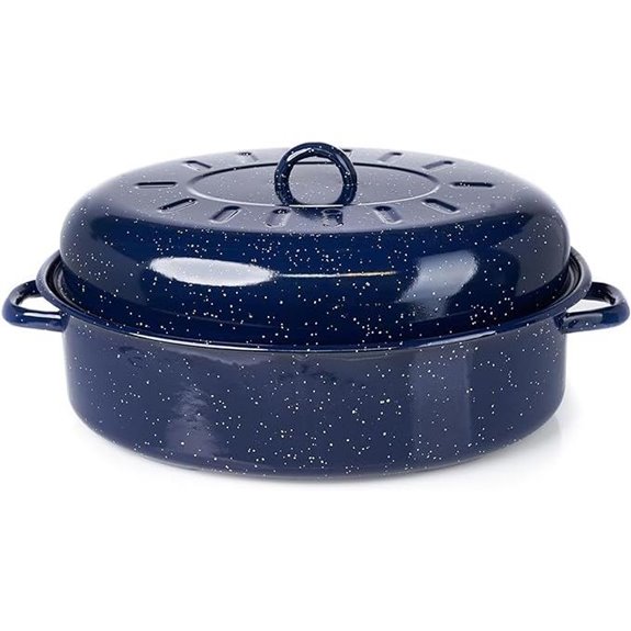 IMUSA Vintage Blue Enamel Steel Oval Roaster