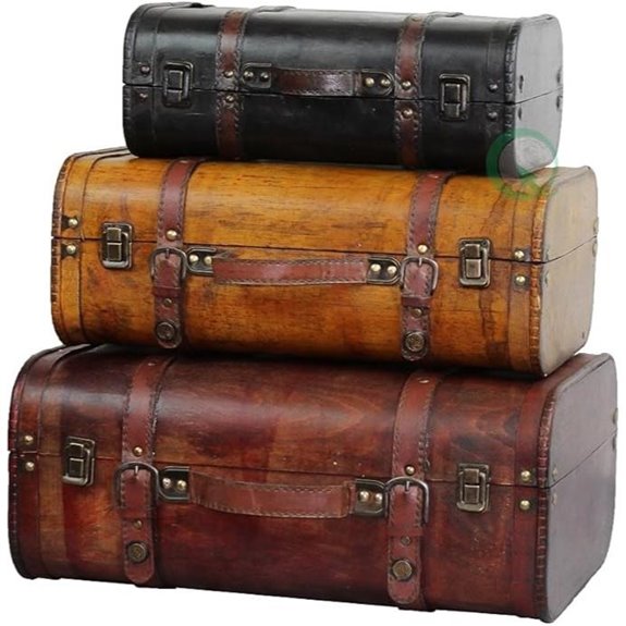 Vintiquewise(TM 3-Colored Vintage Style Luggage Suitcase/Trunk Set of 3