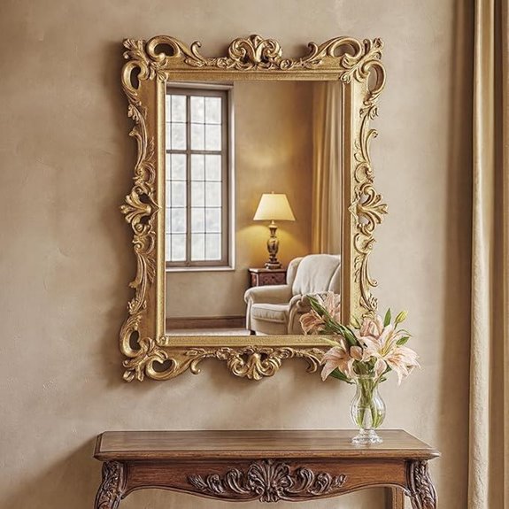 Vintage European Gold Wall Mirror with Ornate Frame