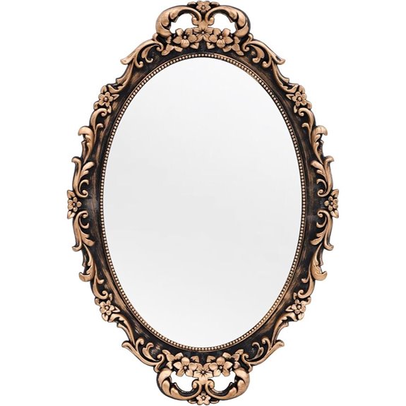 Vintage Gold Framed Mirror & Tray for Wall or Dresser