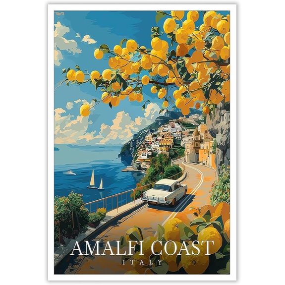 Viokalt Vintage Italy Coast Landscape Wall Art