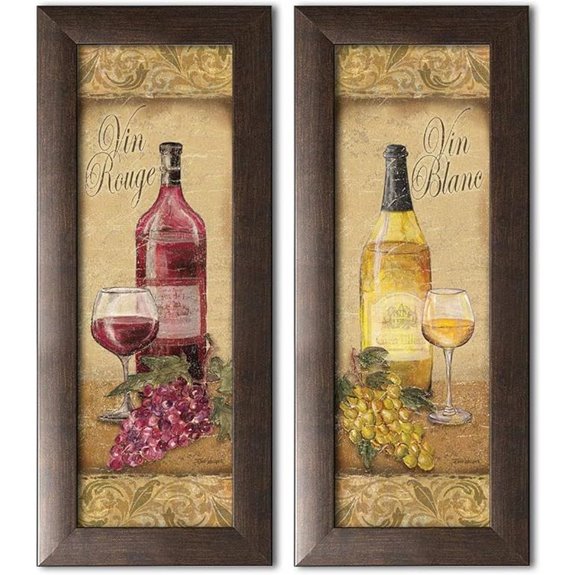 Vintage Tuscan Wine Bottle & Grape Wall Art Set
