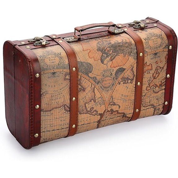 ELLDOO Vintage Wooden Treasure Storage Chest