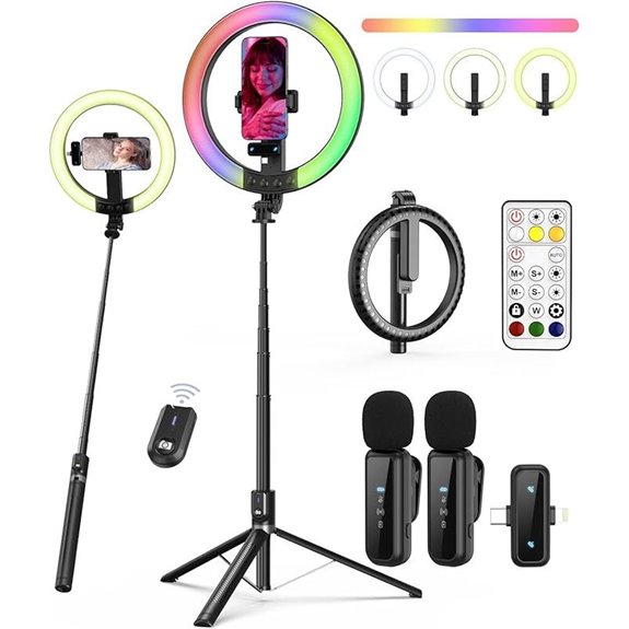 Vlogging Kit with Ring Light Tripod Microphone