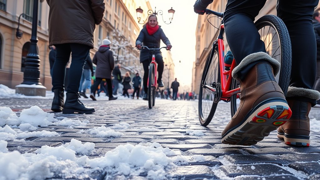 walk carefully on icy surfaces
