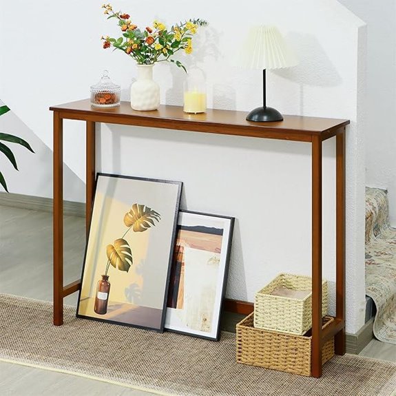Bamboo Narrow Console Table 39.4 Walnut
