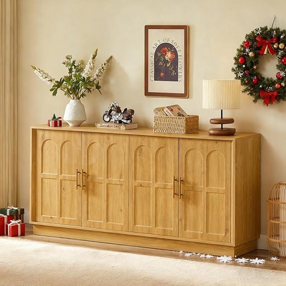 Walnut Oak Sideboard with Storage and Doors
