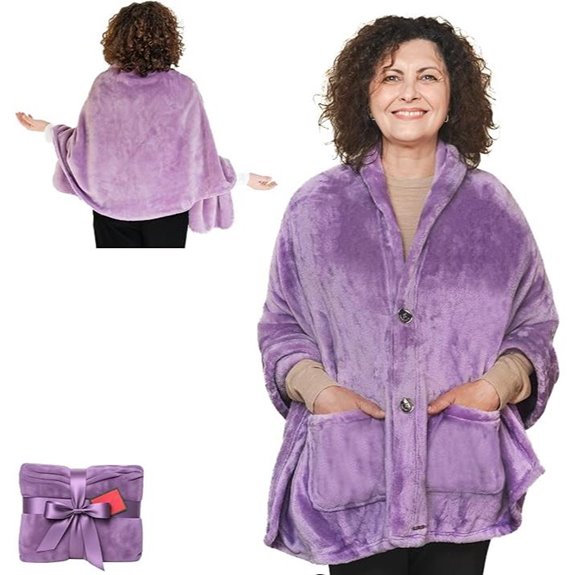 Fleece Poncho Blanket - Wearable Wrap Shawl