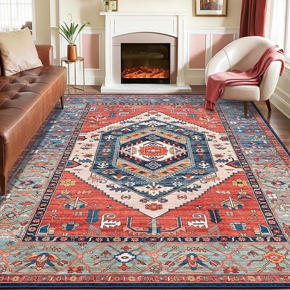 Serissa Washable 8x10 Area Rug with Non-Slip Backing