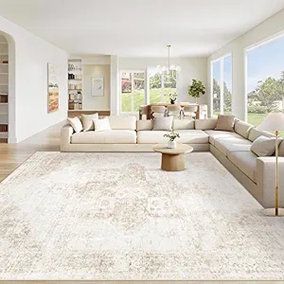 Washable 8x10 Boho Medallion Rug Non-Slip Indoor Carpet