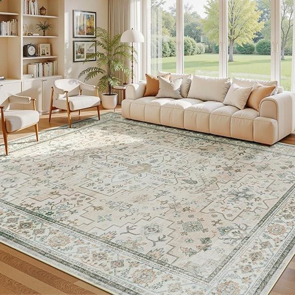 Lessymo Farmhouse Washable Area Rug for Home