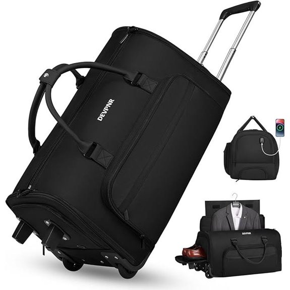 Rolling Garment Bag with Wheels and Shoe Compartment