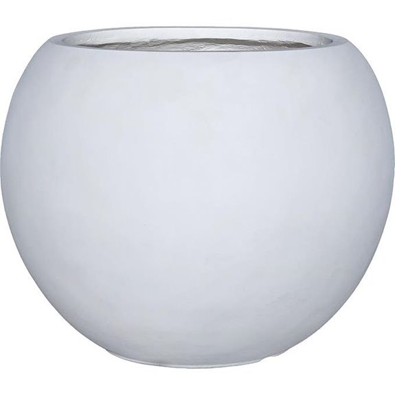 Large White Fiberstone Round Planter with Drainage