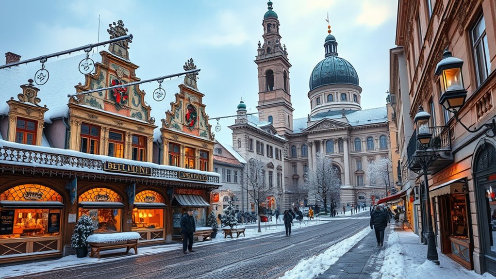 winter city landmarks and castles