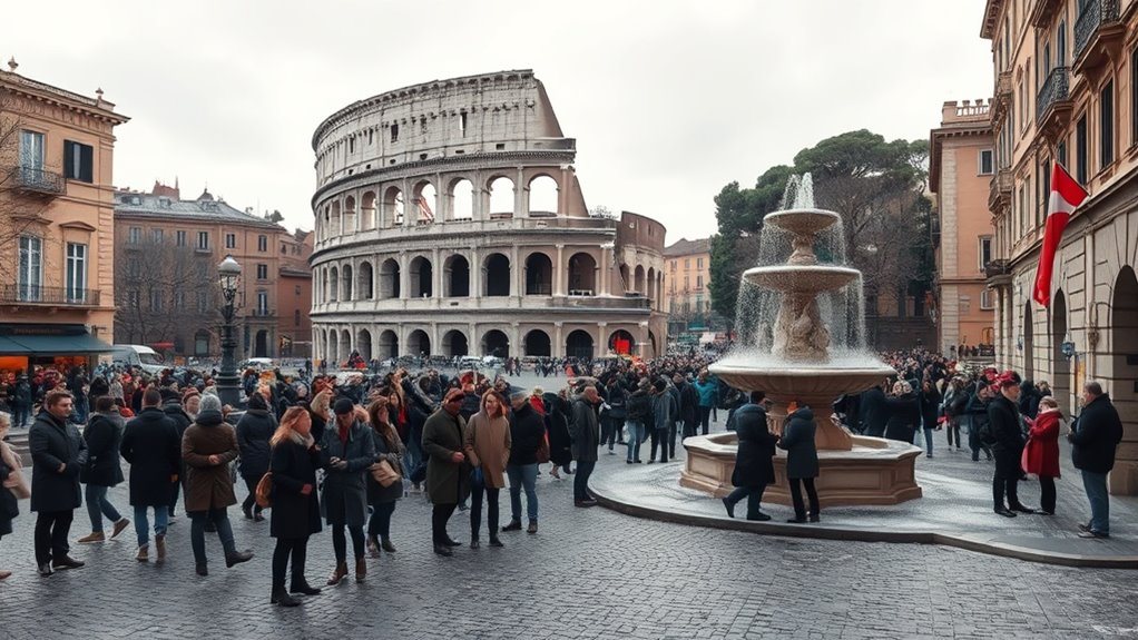 winter rome s mild chill