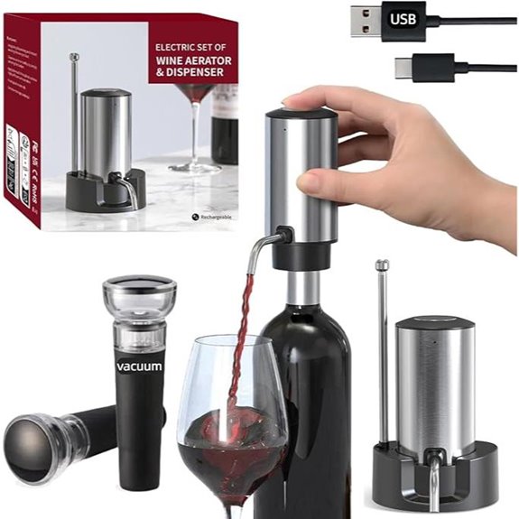 Rechargeable Electric Wine Aerator and Dispenser Set