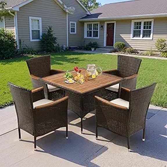 Wisteria Lane Rattan Patio Dining Set with Cushions