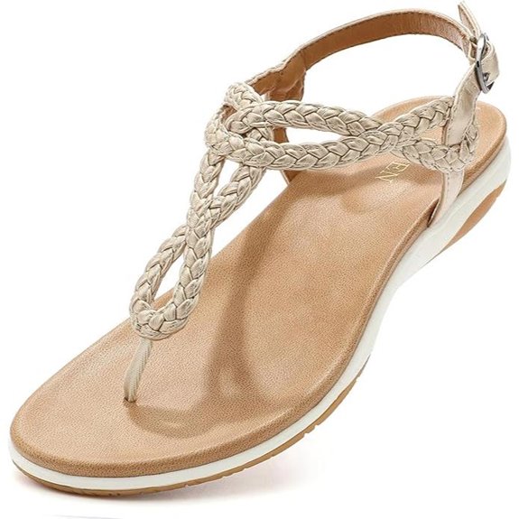 UBFEN Women's Braided T-Strap Flat Sandals