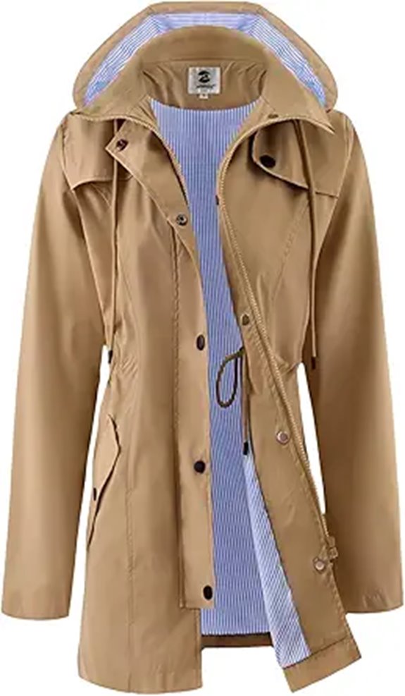 SaphiRose Women's Waterproof Long Rain Jacket