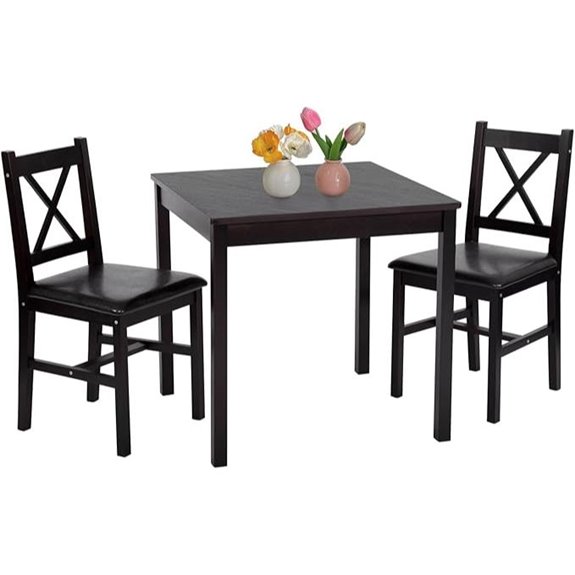 FDW 3-Piece Solid Wood Dining Set with Upholstered Chairs