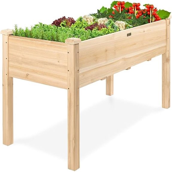 Raised Wooden Garden Bed with Liner 200 lbs Capacity