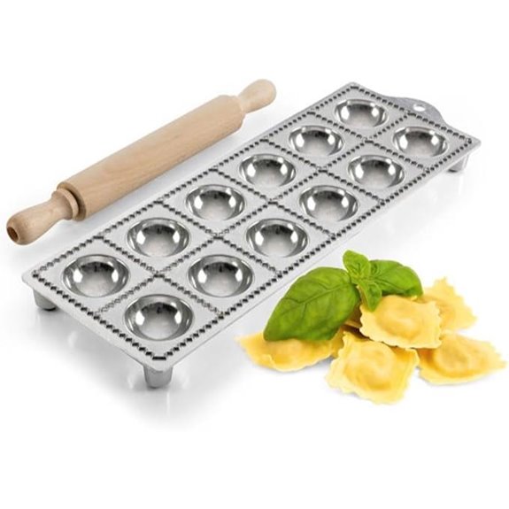 Ravioli Mold & Pasta Cutter with Wood Roller
