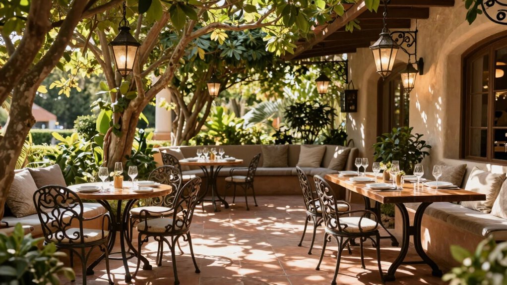european style outdoor dining ambiance