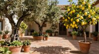 mediterranean plant and pottery
