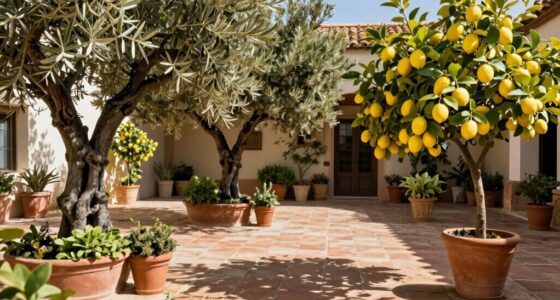 mediterranean plant and pottery