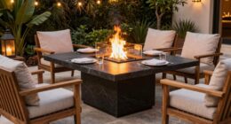 outdoor fire pit dining