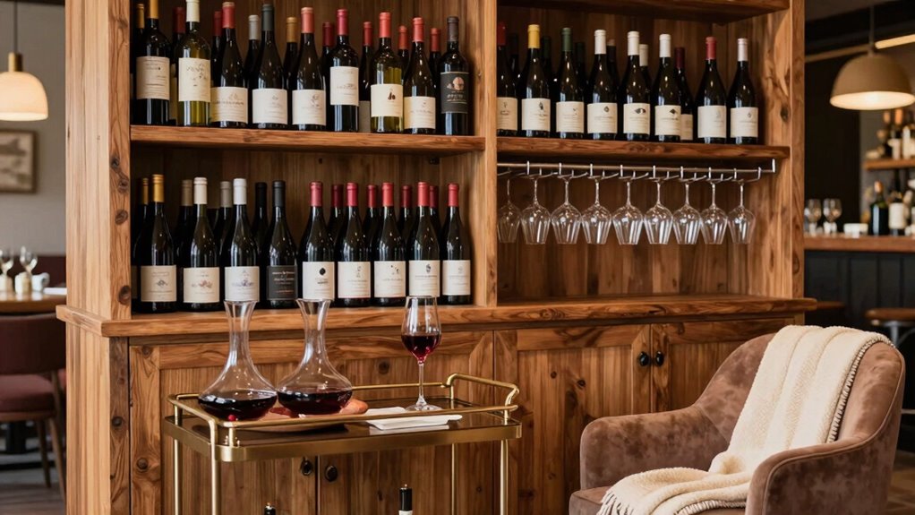wine storage glasses lighting