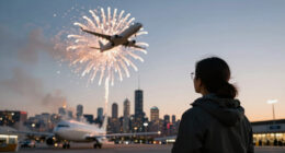 Chicago Plane Fireworks Strike